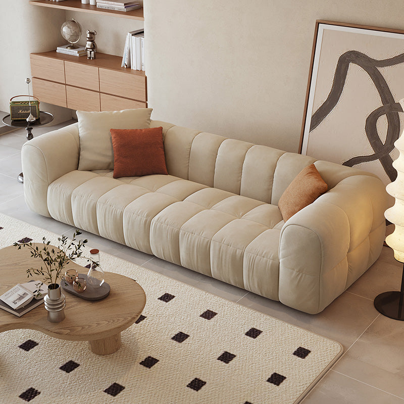 Marshmallow Velvet Leathaire 3-Seater Sofa (2.15m)