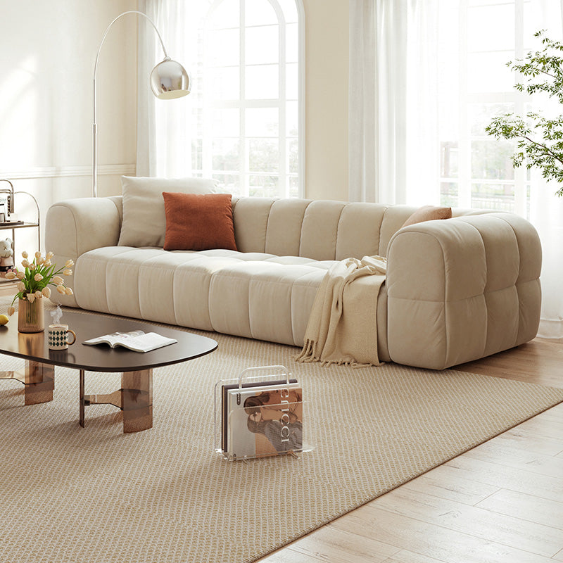 Marshmallow Velvet Leathaire 3-Seater Sofa (2.15m)