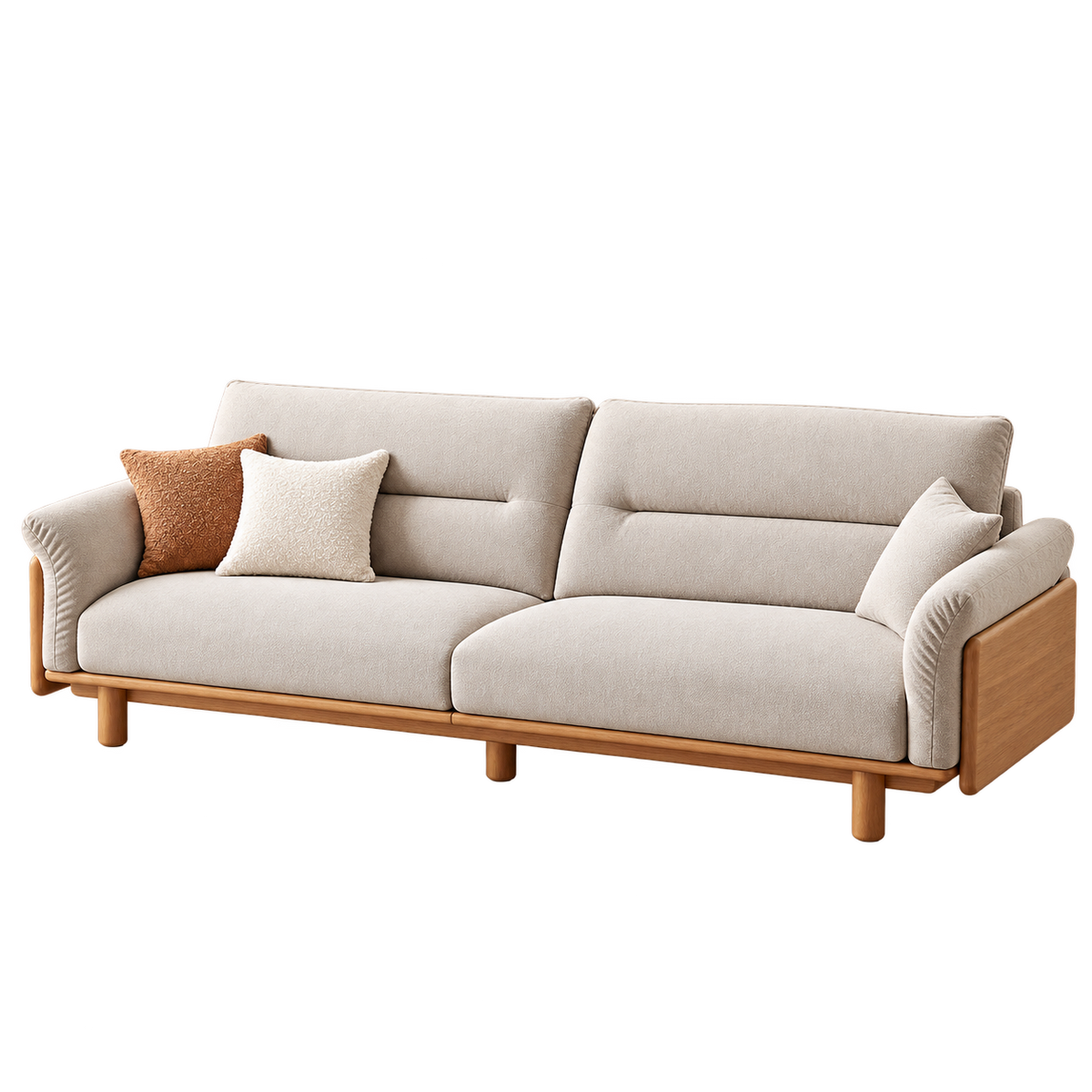 Henry Fabric 4-Seater Solid Wood Sofa (2.74m)