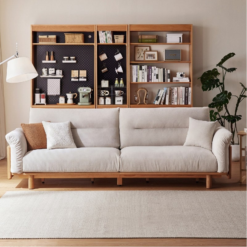 Henry Fabric 4-Seater Solid Wood Sofa (2.74m)
