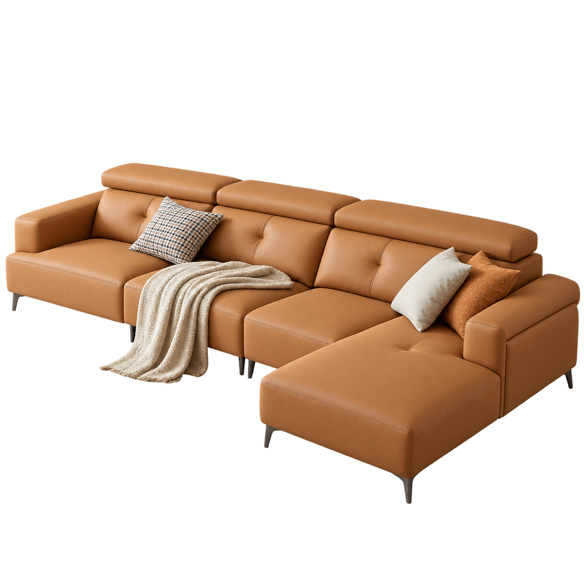 Maddox Leathaire 5-Seater Sectional Sofa (3.73m)