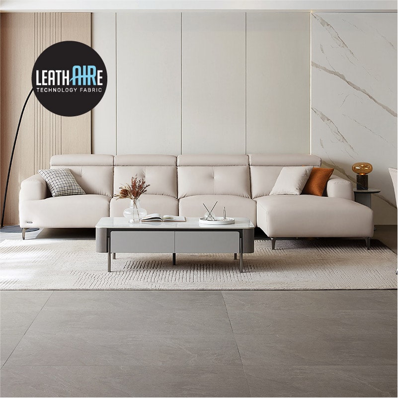 Maddox Leathaire 5-Seater Sectional Sofa (3.73m)