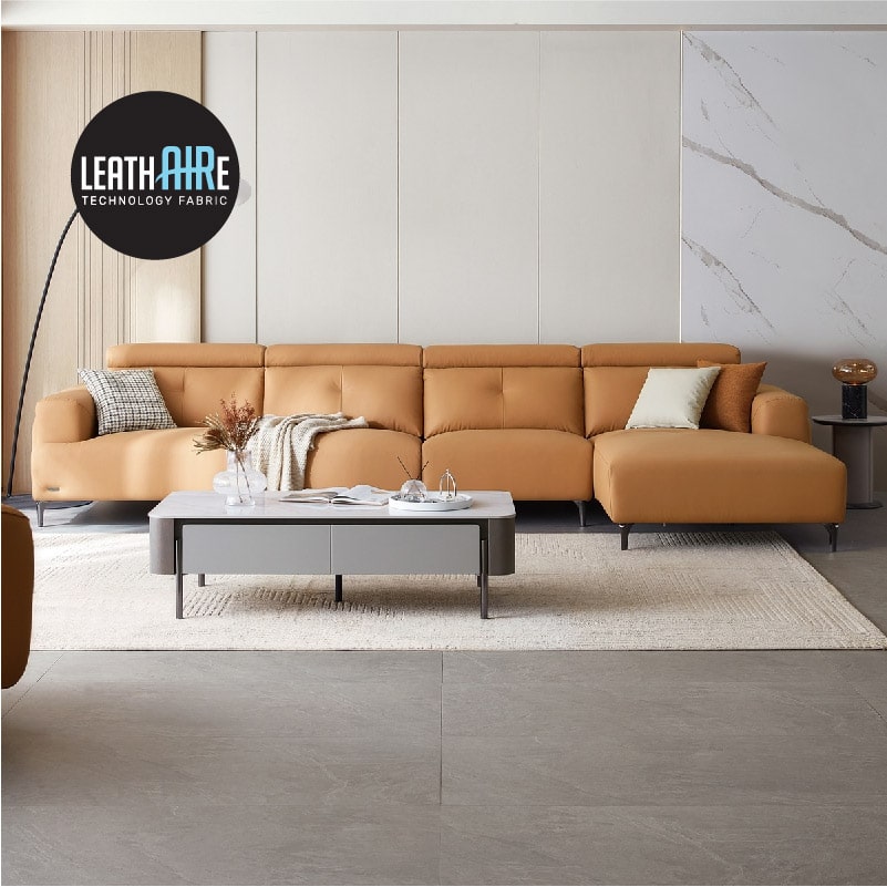 Maddox Leathaire 5-Seater Sectional Sofa (3.73m)