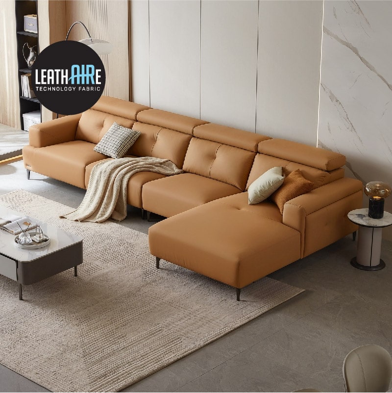 Maddox Leathaire 5-Seater Sectional Sofa (3.73m)