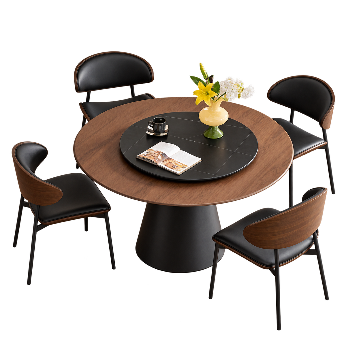 Mina Round Dining Set of 4 (Ø1.30m)