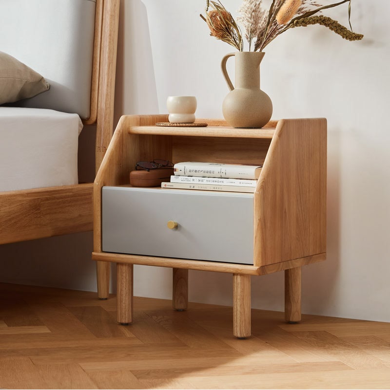 Hiku Solid Wood Bedside Table