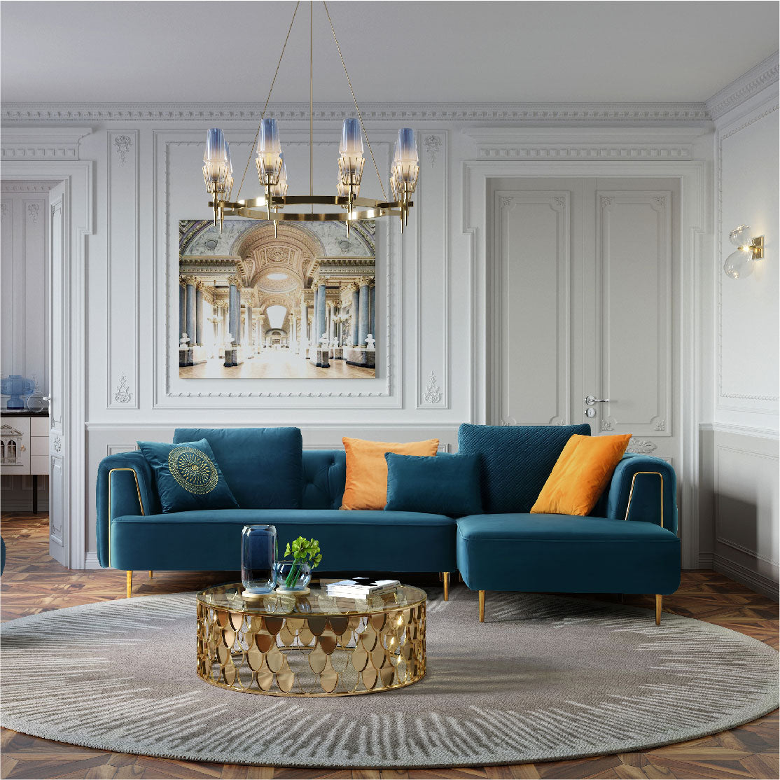 Grace Velvet Left Sectional Sofa - 4 Seaters (2.85m)