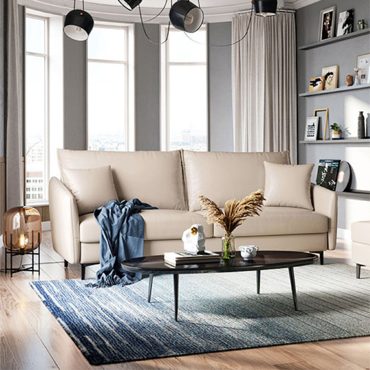 Franklin Leathaire 3-Seater Compact Sofa (1.71m)