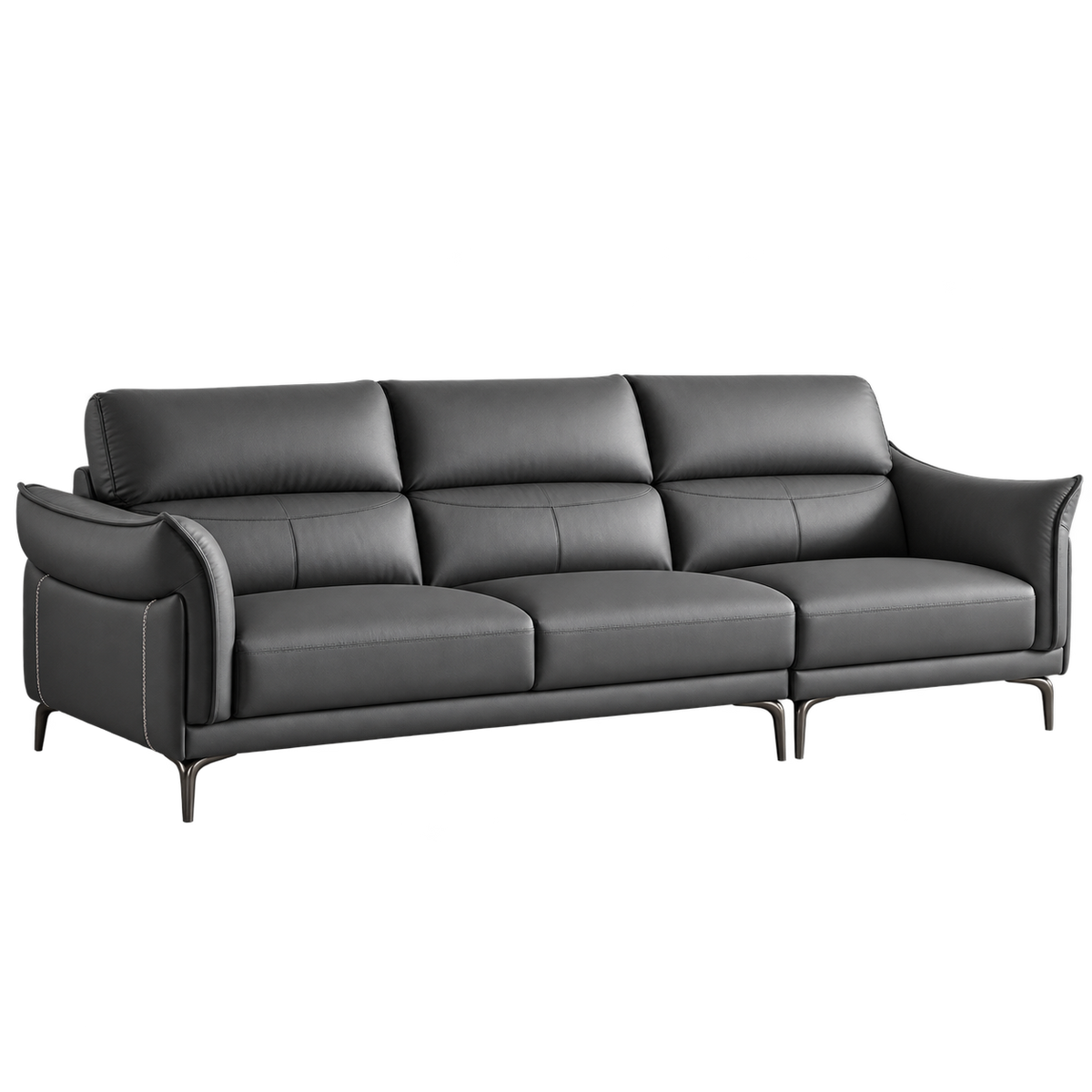 Skylar Leather 3-Seater Sofa with Footstool (2.61m)