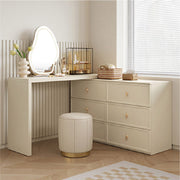 Colette Dressing Table with Chest of 6 Drawers + Stool & Mirror Set