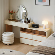 Dion Dressing Table with Chest of 6 Drawers + Stool & Mirror Set