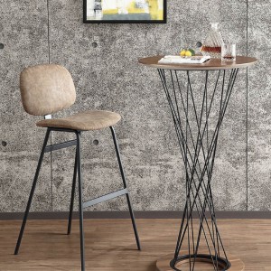 Forever 130x40x100cm Simple Wooden Bar Table With Steel Frame