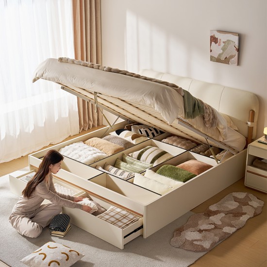 Dion Leather Bed Frame with Storage 