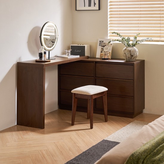 Lambert Dressing Table with Chest of 6 Drawers + Stool & Mirror Set