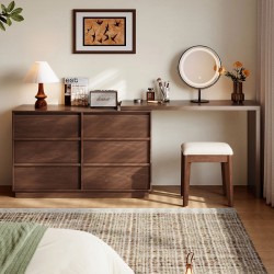 Lambert Dressing Table with Chest of 6 Drawers + Stool & Mirror Set