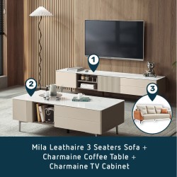 [BUNDLE] Living Room Bundle - Mila Leathaire Sofa + Charmaine Set
