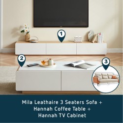[BUNDLE] Living Room Bundle - Mila Leathaire Sofa + Hannah Set