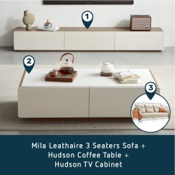 [BUNDLE] Living Room Bundle - Mila Leathaire Sofa + Hudson Set