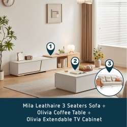 [BUNDLE] Living Room Bundle - Mila Leathaire Sofa + Olivia Set