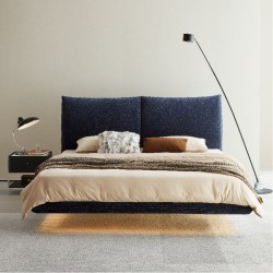 Chenille Floating Bed Frame with Light