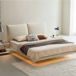 Chenille Floating Bed Frame with Light