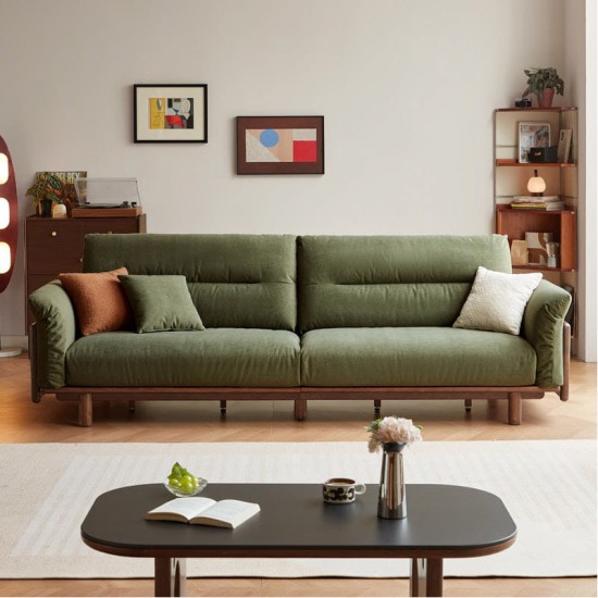 Henry Leathaire 3 Seaters Solid Wood Sofa - 2.14m - Pet-Friendly