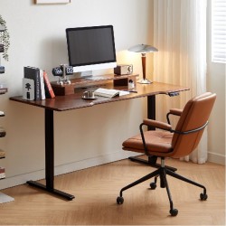 Mia Walnut Solid Wood Smart Height Adjustable Study Table (1.20m - 1.60m)