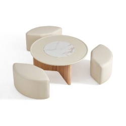 Noelle Round Coffee Table with 3 Stools