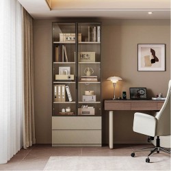Radia Book Rack with Glass Doors and Drawers (0.8m)