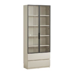 Radia Book Rack with Glass Doors and Drawers (0.8m)