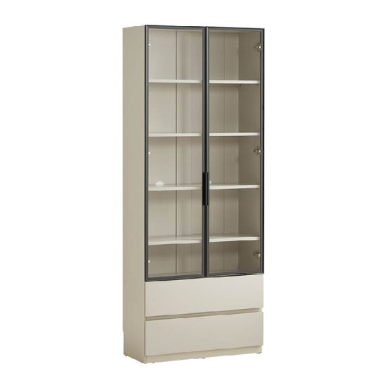 Radia Book Rack with Glass Doors and Drawers (0.8m)