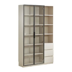 Radia Book Rack with Glass Doors and Drawers (1.20m)