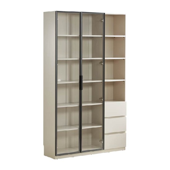 Radia Book Rack with Glass Doors and Drawers (1.20m)