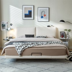 Jeremy Leather Floating Bed Frame with Sensor Light