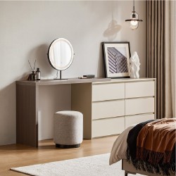 Tavia Dressing Set Chest of 6 Drawers and Mirror