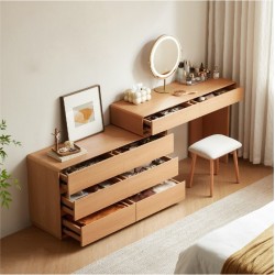 Bruno Dressing Table with Chest of 6 Drawers + Stool & Mirror Set